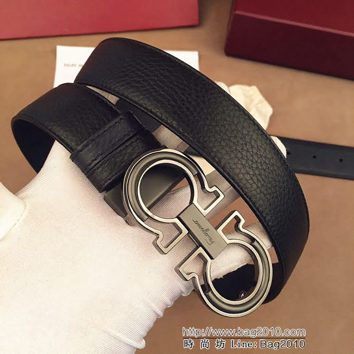 Ferragamo菲拉格慕 雙面進口頭層牛皮荔枝紋 獨特復古風格 精鋼扣 男士皮帶  xfp1192